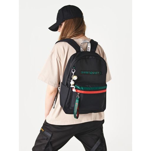 Рюкзак Shh! Quiet! black зелено-красный - Blinky фото 6