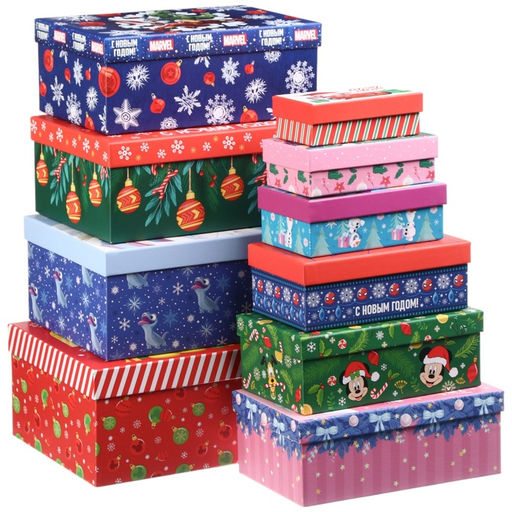 Набор коробок 10 в 1 С Новым годом!, 12 ? 7 ? 4 - 33 ? 20 ? 12 см