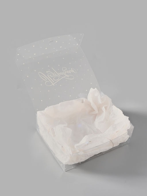 Коробка подарочная пластиковая с тишью и гирляндой «Поздравляю», 16.5 х 12 х 5 см