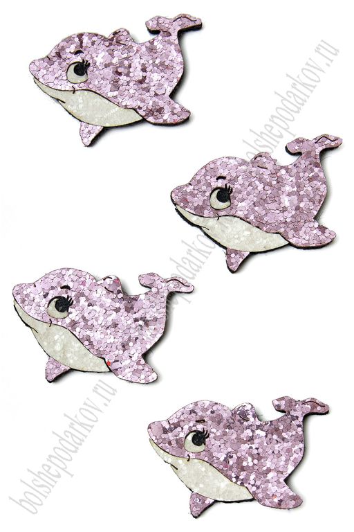 Лазерная вырубка из кожзама "Дельфинчик №2" 4,5*3,8 см (10 шт) розовый, несклеенная