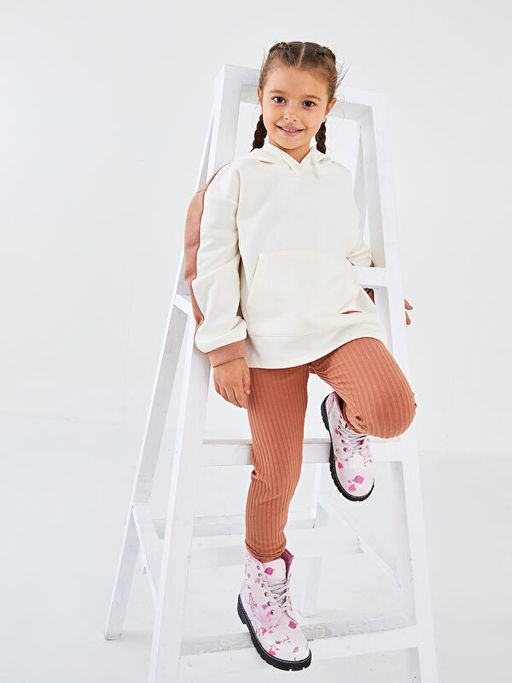 Kap??onlu Renk Bloklu Uzun Kollu K?z ?ocuk Sweatshirt - Waikiki фото 2