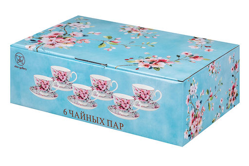 Чайн. наб. 12 пр. 300 мл Яблоневый цвет на голубом на ножке, NEW BONE CHINA - Elan gallery фото 34