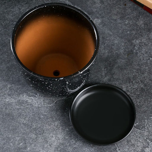 Горшок для цветов Гранит, 2.5 л, d=19 см, h=18 см, керамика, с поддоном, чёрный - Simaland фото 3