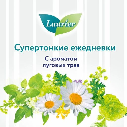 Laurier Beauty Style Женские гигиен. прокладки на кажд. день с ионами серебра с аром. луг.трав 62шт  фото 5