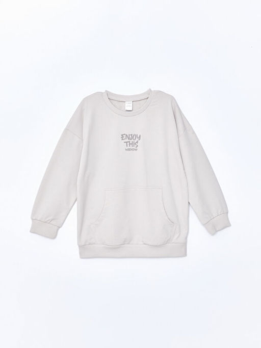 Bisiklet Yaka Uzun Kollu Bask?l? Erkek ?ocuk Sweatshirt