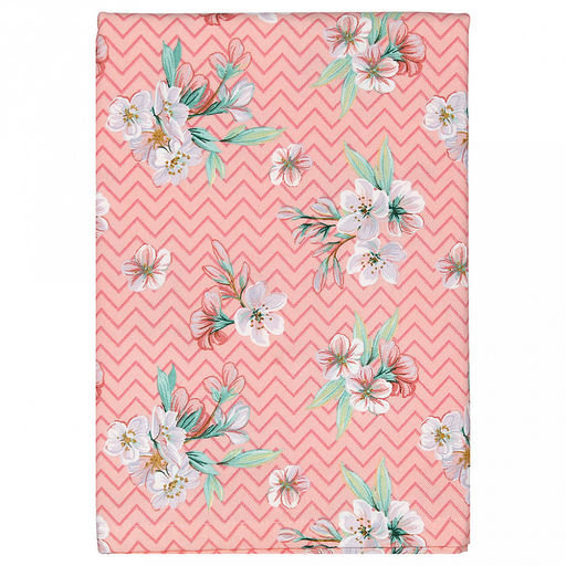 "Жасмин, фламинго/зигзаг" Скатерть 120х145см, длина стола до 105см, на 4 персоны, хлопок "Премиум" 186г/м2, "Домашняя мода" (Россия)