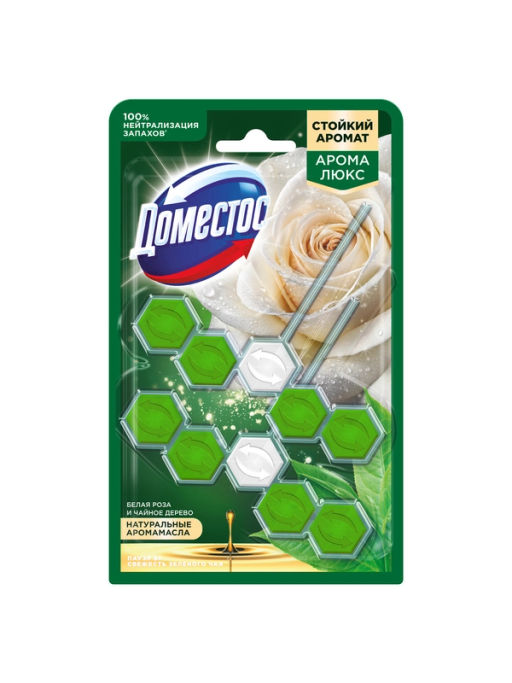 ДОМЕСТОС блок д/очищения унитаза 2х50гр Свежесть Зеленого чая