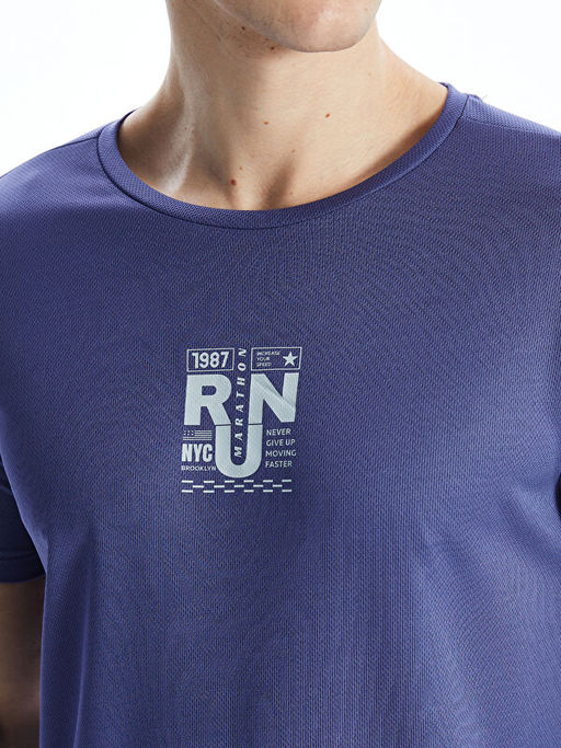 Bisiklet Yaka K?sa Kollu Bask?l? Erkek Ti??rt