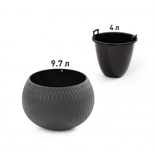 Кашпо Жемчужина подвесное 4л (графитовый) М8918 - Альтернатива фото 5