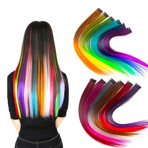 Прядь волос однотонная на заколке, светящаяся в темноте (6 шт) SF-6104, аквамариновый №9 - No name фото 2