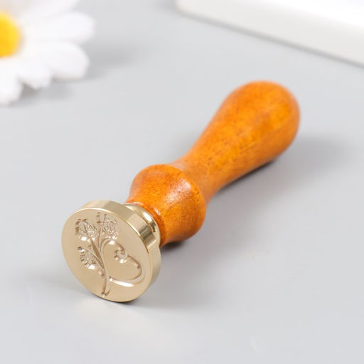 Сургучная печать с деревянной ручкой Розы и сердце, 9?2.5?2.5 см