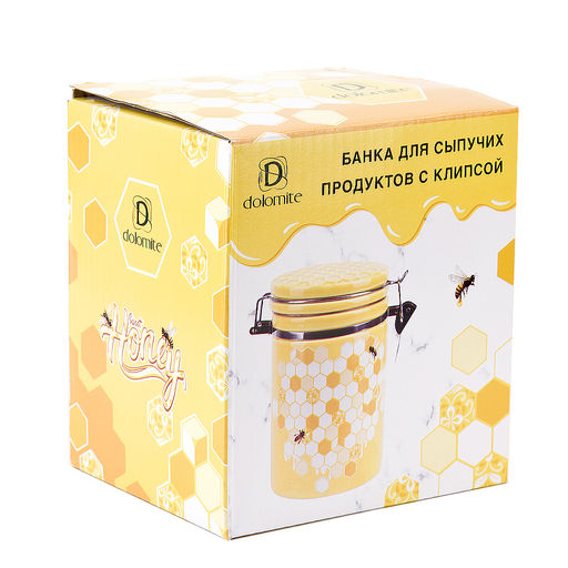 Банка для сыпучих продуктов (клипс) Honey 14,5*10*14,5см. v=630мл. (подарочная упаковка) - Dolomite фото 2