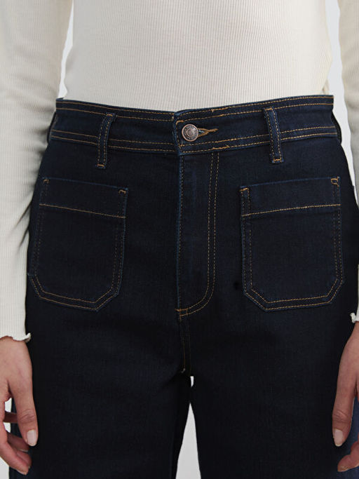 Y?ksek Bel Wideleg Kad?n Jean Pantolon