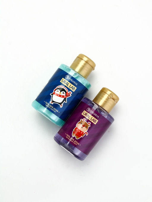 Подарочный набор новогодний, косметичка, гель для душа 2 шт. ? 100 мл и мочалка для тела, URAL LAB