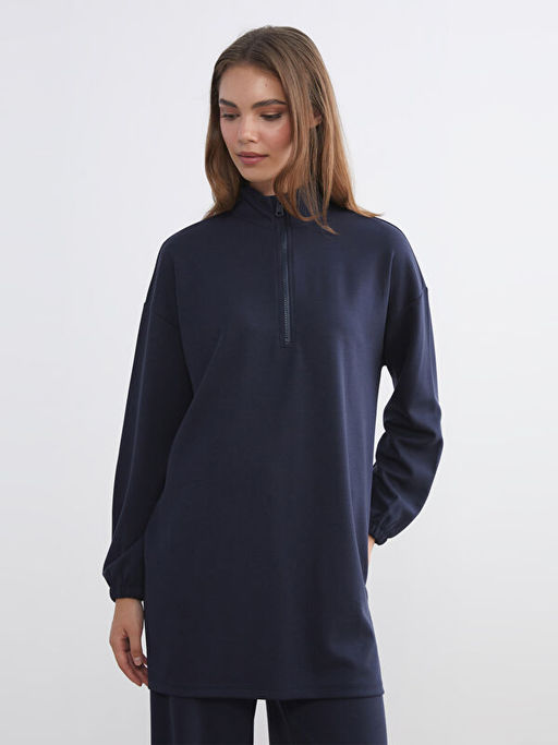 Dik Yaka Oversize Kad?n Sweatshirt Tunik