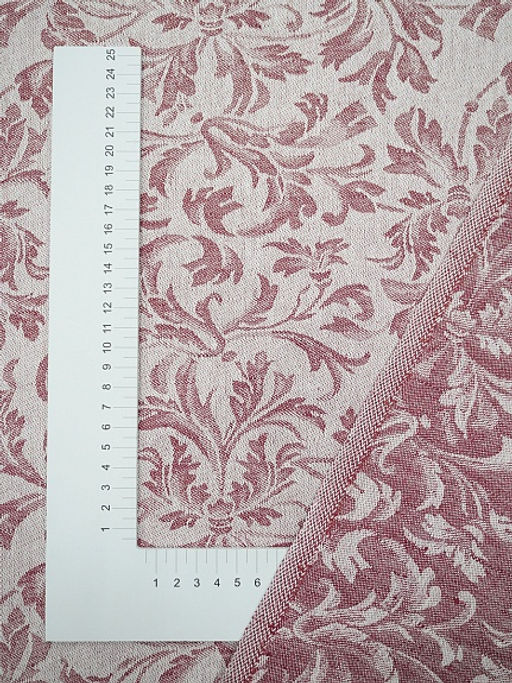 Полульняной жаккард Перепев цв.бордовый, ш.1.6м, лен-50%, хлопок-50%, 210гр/м.кв - Купава фото 3