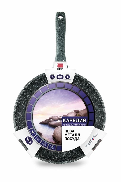 Сковорода Карелия Природные минералы несъемная ручка, 26 см - Нева металл посуда фото 2