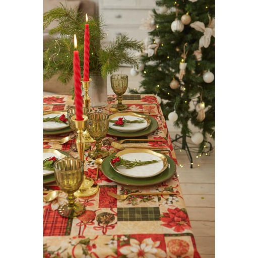 Скатерть новогодняя Доляна Новогодние игрушки 145*300 +/- 2 см, 100% п/э  фото 4