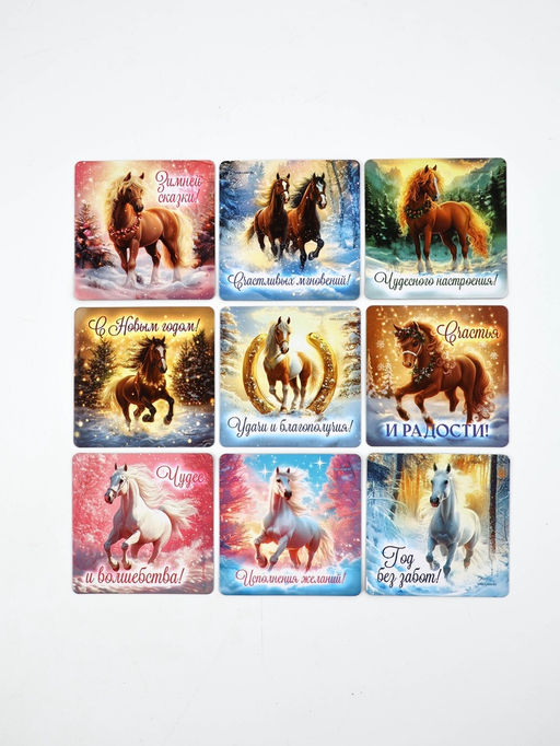 Магниты новогодние «Лошадь», 7×7 см, набор 36 шт., полимер