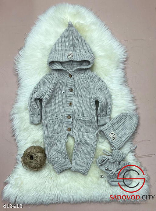 Вязанный комплект 3 ка для новорожденных на выписку