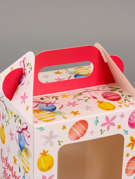 Цена за 5 шт. Коробка подарочная пасхальная, с окном и с ручкой Светлой Пасхи, 10?10?15 см