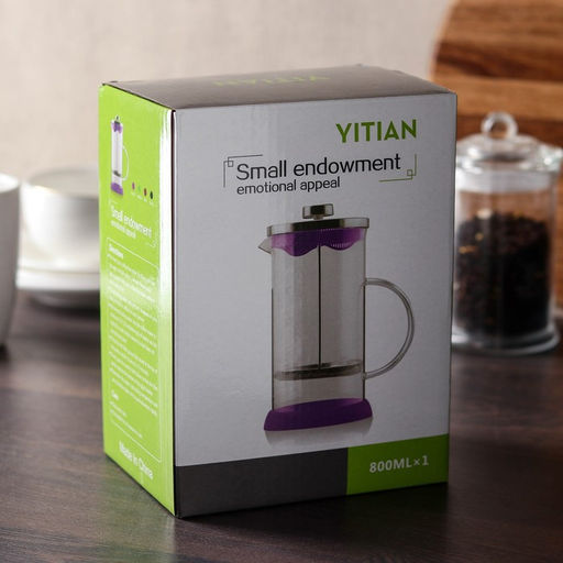 Чайник заварочный френч - пресс «Келли», 600 мл, стекло, цвет сиреневый