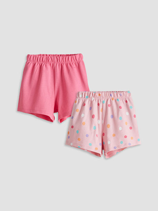 Beli Lastikli Bask?l? K?z ?ocuk ?ort 2li