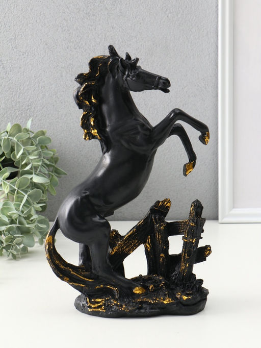 Фигура "Конь у ограды" 29,5х18х8,5 см, чёрный с позолотой