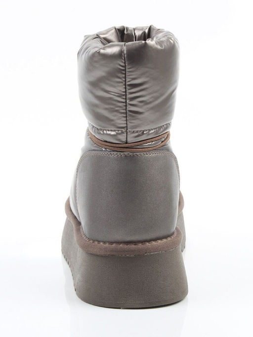 04-WA003-3M GRAY/BRONZE Ботинки зимние женские (натуральная кожа, курточная ткань, 100% шерсть)