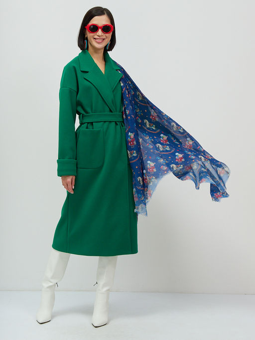 Большой, красивый двусторонний платок с рисунком в стиле арт-декои необычной текстурой ткани - Tantino фото 13