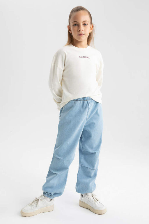 Футболка с длинным рукавом и круглым вырезом для девочек - Defacto фото 2