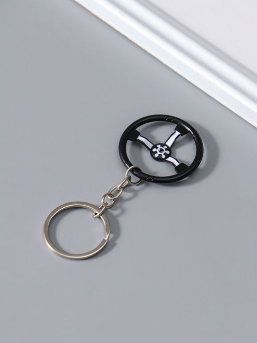 Цена за 3 шт. Брелок для ключей на кольце Cartage «Руль», чёрный с белым, 4×4×0.3 см