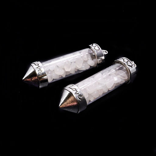 Кулон бутылочка желаний 5см в форме кристалла с камнями Розовый кварц ЛЮБОВЬ