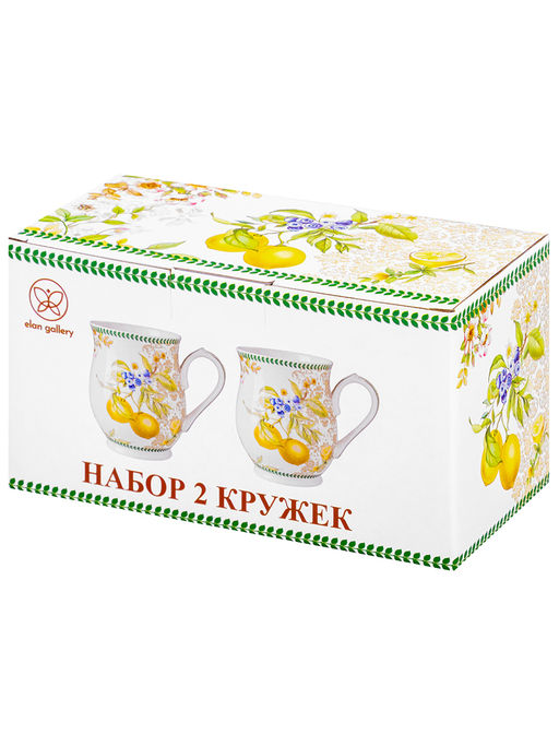 Набор 2 кружек 350 мл 11,5*8,2*10 см Лимоны бочонок, NEW BONE CHINA - Elan gallery фото 7