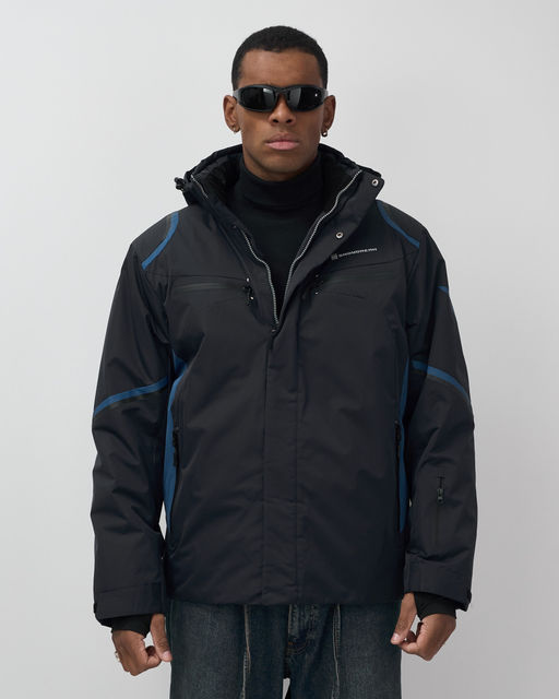 Горнолыжная куртка мужская зимняя темно-синего цвета 7617TS