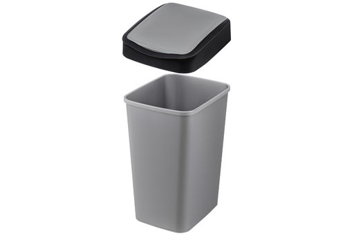 Ведро для мусора с подвижной крышкой 35 л 36*28*51 см Тандем сер.металлик/черный (модель 843558) - Elan gallery фото 3