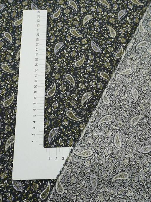 Импорт. хлопок Восточный бутон цв.черный, ш.1.5м, хлопок-100%, 100гр/м.кв - Купава фото 4
