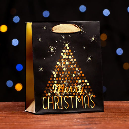 Цена за 12 шт. Пакет ламинированный Золотой Merry Christmas 11,5 х 14,5 х 6 см - Simaland фото 5