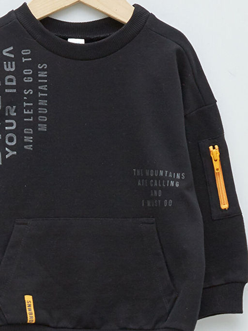 Bisiklet Yaka Uzun Kollu Bask?l? Pamuklu Erkek Bebek Sweatshirt - Waikiki фото 3