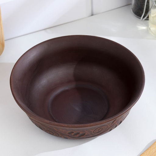 Тарелка глубокая «Вьюнок», 550 мл, 16×5 см, красная глина