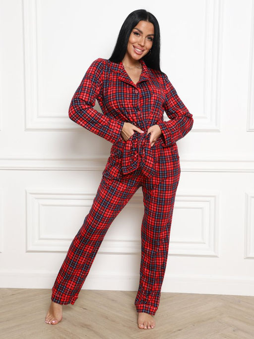 667 ПИЖАМНЫЙ ЖЕНСКИЙ КОСТЮМ (брюки) (Красная клетка)