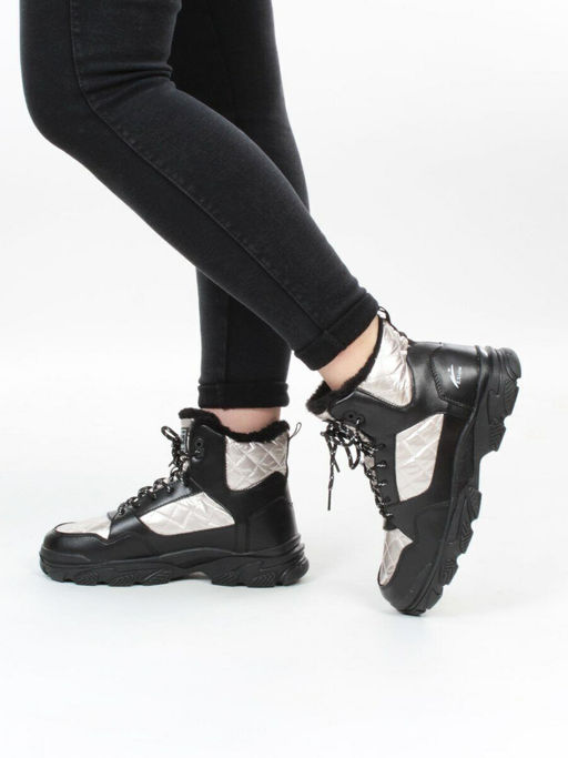 2222-4 BLACK Ботинки зимние женские