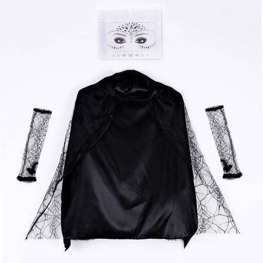 Карнавальный набор «Мадам паутина», плащ, перчатки, стразы