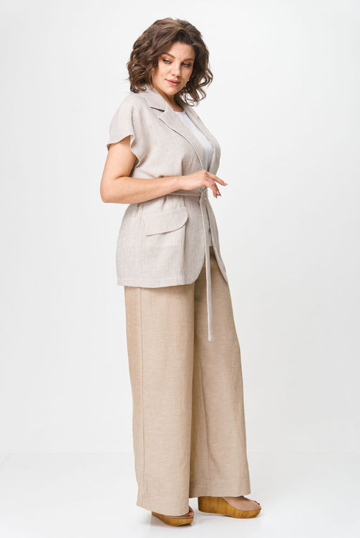 Костюм Michel Chic 1429 бежевый белый полоска фото 3