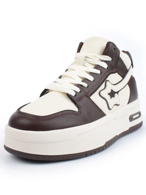 05-P84-2Z BEIGE/BROWN Кроссовки женские зимние (натуральная и искусственная кожа, шерсть)