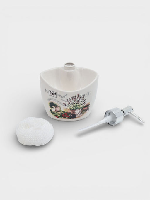 Дозатор для моющего средства с подставкой для губки Доляна «Лаванда», 260 мл