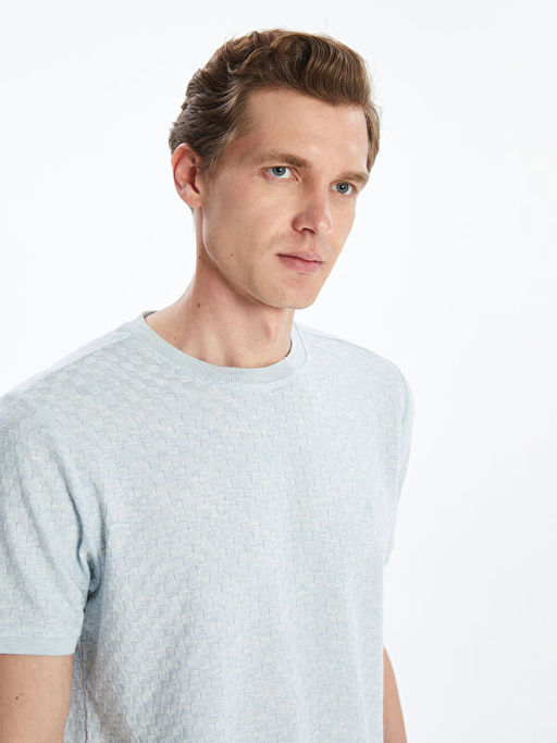 Bisiklet Yaka Merserize Bask?l? Erkek Ti??rt