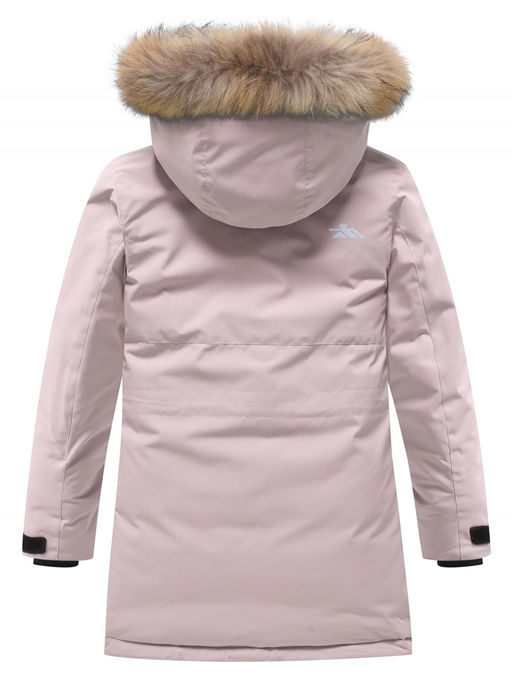 Парка зимняя подростковая для девочки с капюшоном и мехом розового цвета 9532R - Valianly фото 10