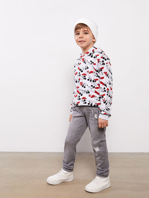Kap??onlu Mickey Mouse Bask?l? Uzun Kollu Erkek ?ocuk Sweatshirt - Waikiki фото 3