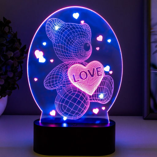 Светильник сенсорный Мишка с сердцем LED USB (90 см) от батареек 3xАА черный 13.5?5.5?21 см RISALUX